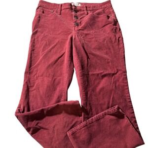 Madewell Corduroy Jeans Red Women's Size 32 Womens Cali Demi-Boot Pocket # M0602